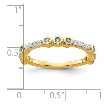 14k Stackable Expressions Aquamarine and Diamond Ring