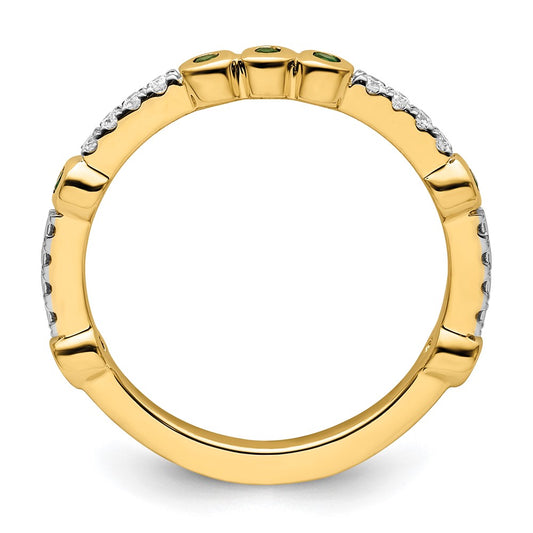 14k Stackable Expressions Created Emerald and Diamond Ring
