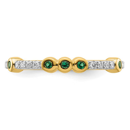 14k Stackable Expressions Created Emerald and Diamond Ring