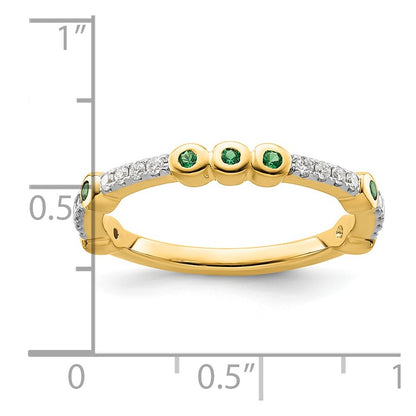 14k Stackable Expressions Created Emerald and Diamond Ring