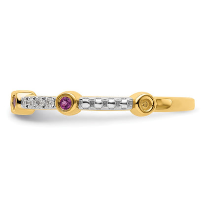 14k Stackable Expressions Rhodolite Garnet and Diamond Ring