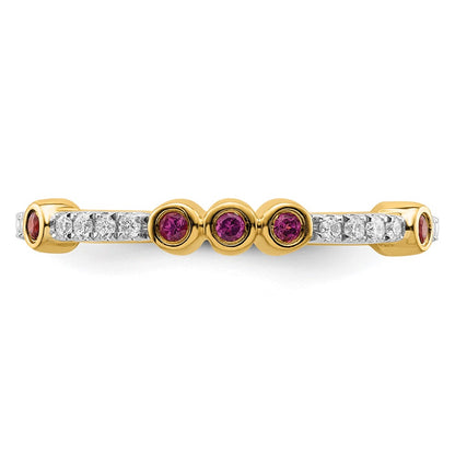 14k Stackable Expressions Rhodolite Garnet and Diamond Ring