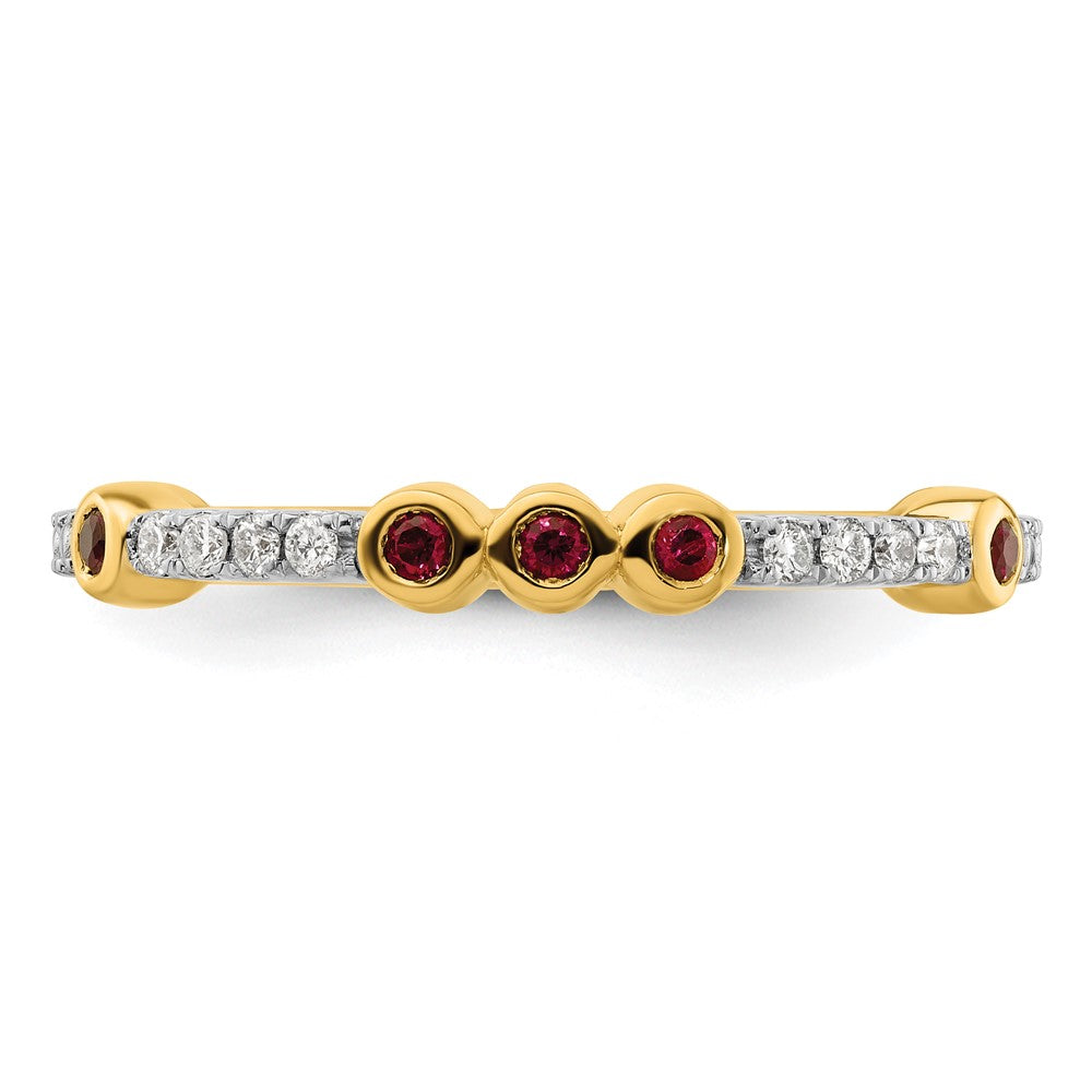 14k Stackable Expressions Created Ruby and Diamond Ring