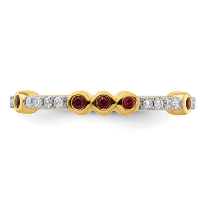 14k Stackable Expressions Created Ruby and Diamond Ring
