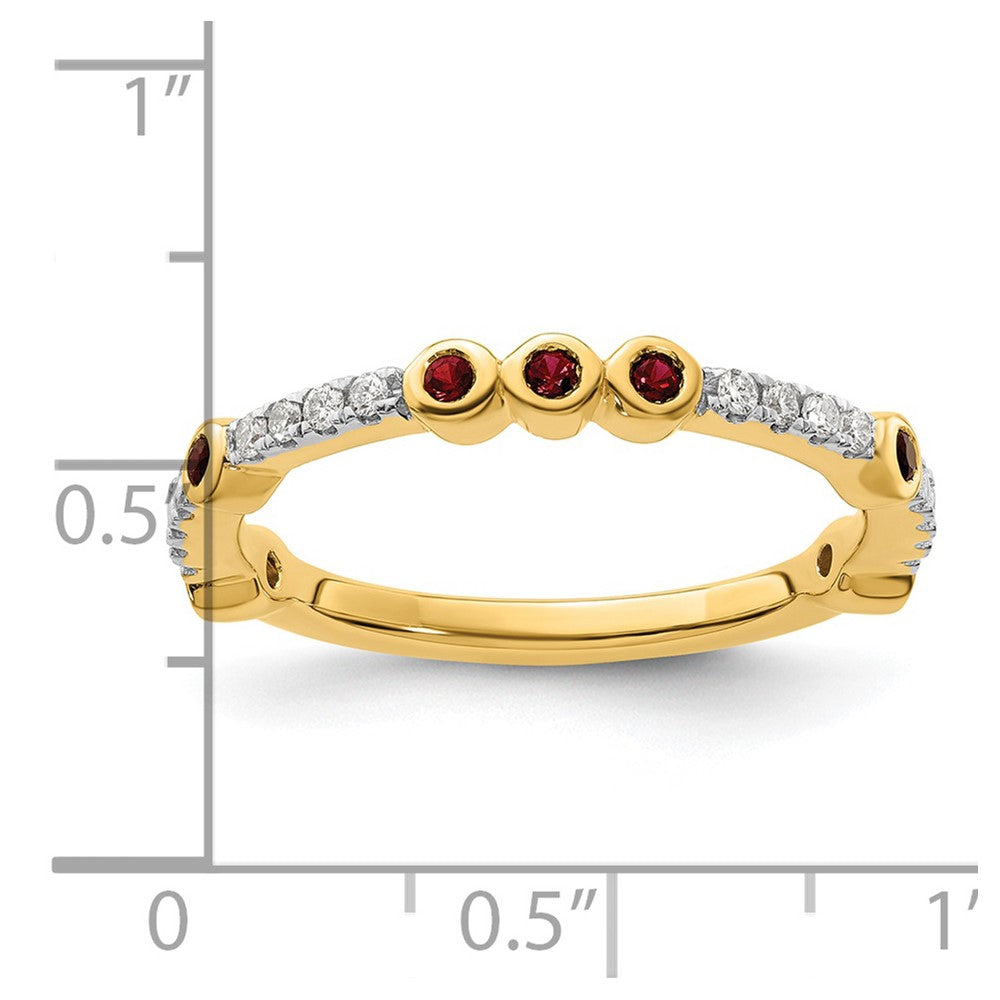 14k Stackable Expressions Created Ruby and Diamond Ring