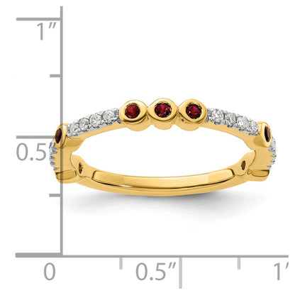 14k Stackable Expressions Created Ruby and Diamond Ring
