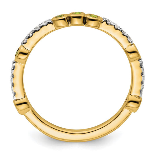 14k Stackable Expressions Peridot and Diamond Ring
