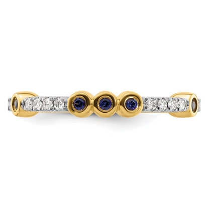 14k Stackable Expressions Created Sapphire and Diamond Ring