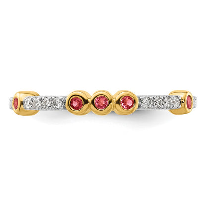 14k Stackable Expressions Pink Tourmaline and Diamond Ring