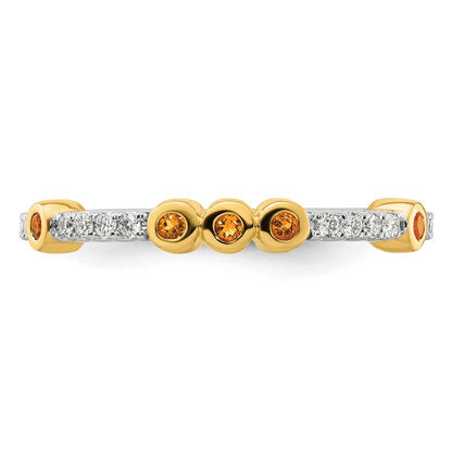 14k Stackable Expressions Citrine and Diamond Ring