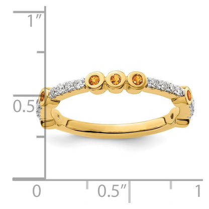 14k Stackable Expressions Citrine and Diamond Ring