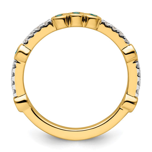 14k Stackable Expressions Blue Topaz and Diamond Ring