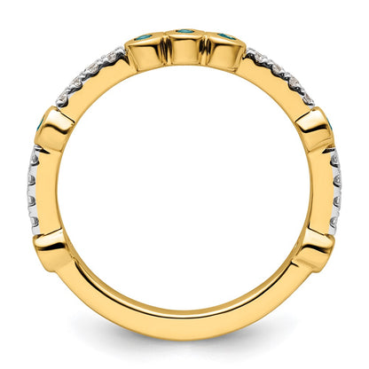 14k Stackable Expressions Blue Topaz and Diamond Ring
