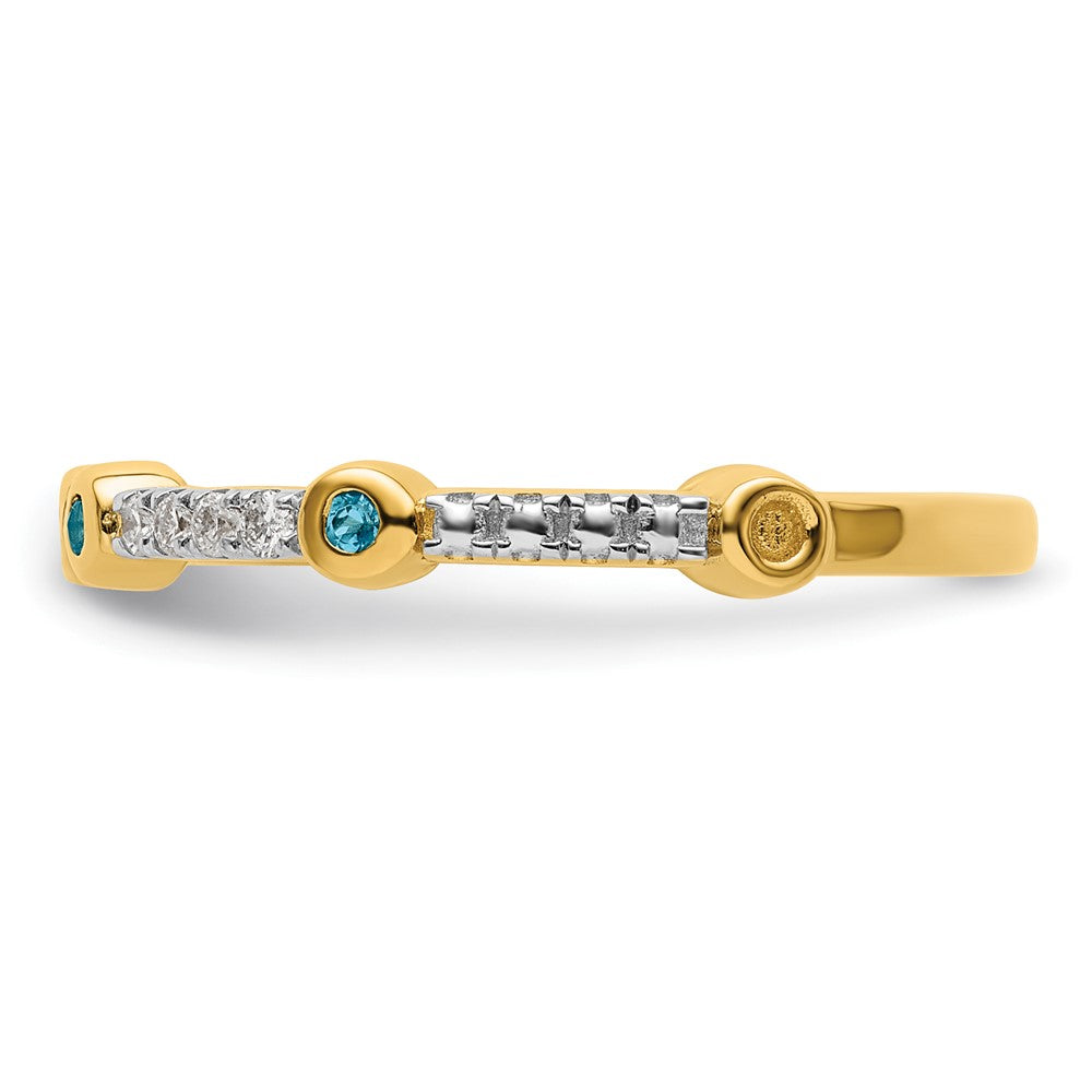 14k Stackable Expressions Blue Topaz and Diamond Ring