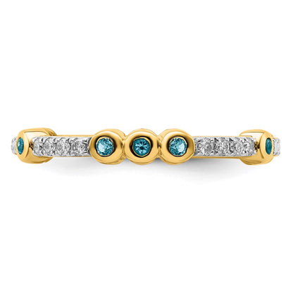 14k Stackable Expressions Blue Topaz and Diamond Ring