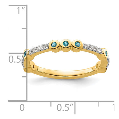 14k Stackable Expressions Blue Topaz and Diamond Ring