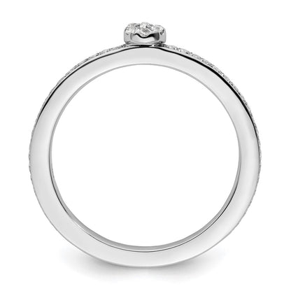 14k White Gold Stackable Expressions White Topaz and Diamond Ring
