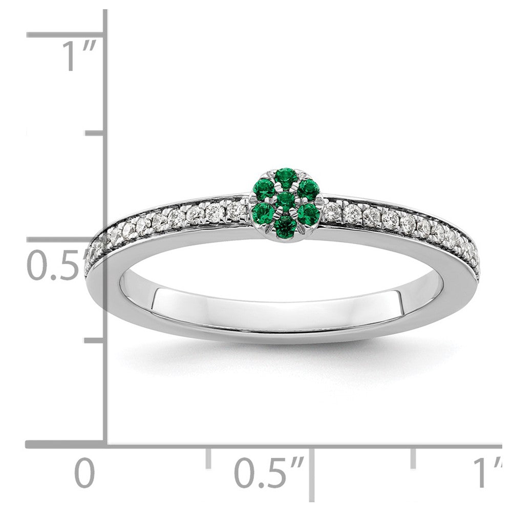 14k White Gold Stackable Expressions Created Emerald/Diamond Ring