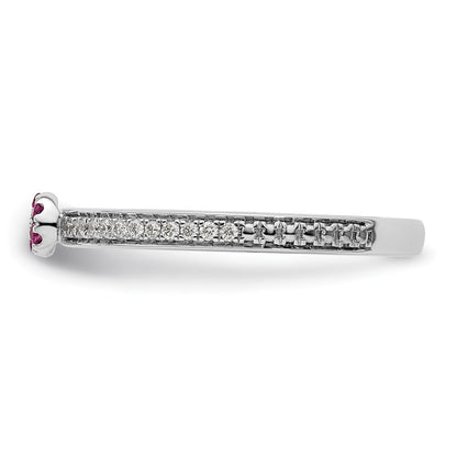 14k White Gold Stackable Expressions Rhodolite Garnet and Dia. Ring