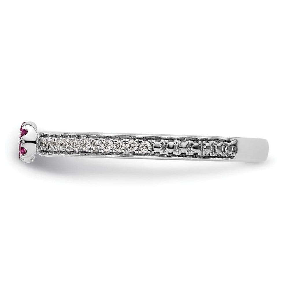 14k White Gold Stackable Expressions Rhodolite Garnet and Dia. Ring