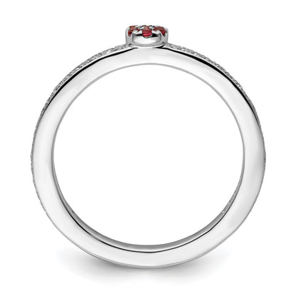 14k White Gold Stackable Expressions Created Ruby and Diamond Ring