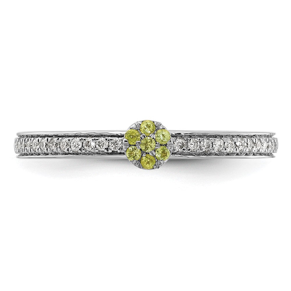 14k White Gold Stackable Expressions Peridot and Diamond Ring