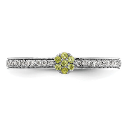 14k White Gold Stackable Expressions Peridot and Diamond Ring