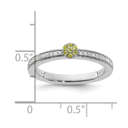 14k White Gold Stackable Expressions Peridot and Diamond Ring