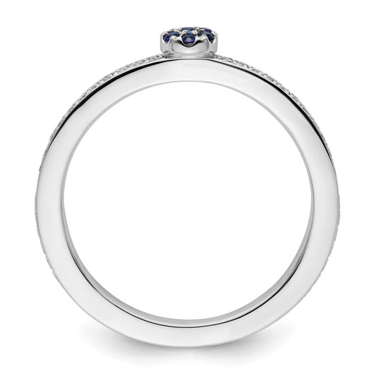 14k White Gold Stackable Expressions Created Sapphire and Dia. Ring