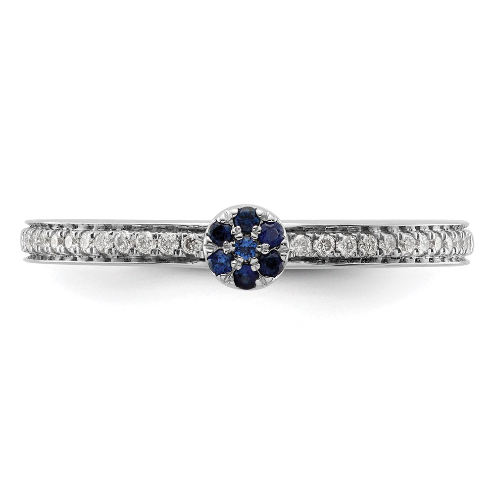 14k White Gold Stackable Expressions Created Sapphire and Dia. Ring