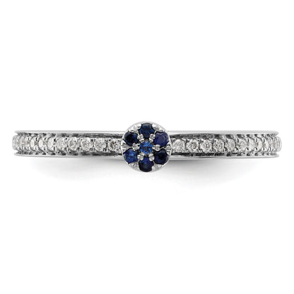 14k White Gold Stackable Expressions Created Sapphire and Dia. Ring