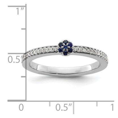 14k White Gold Stackable Expressions Created Sapphire and Dia. Ring