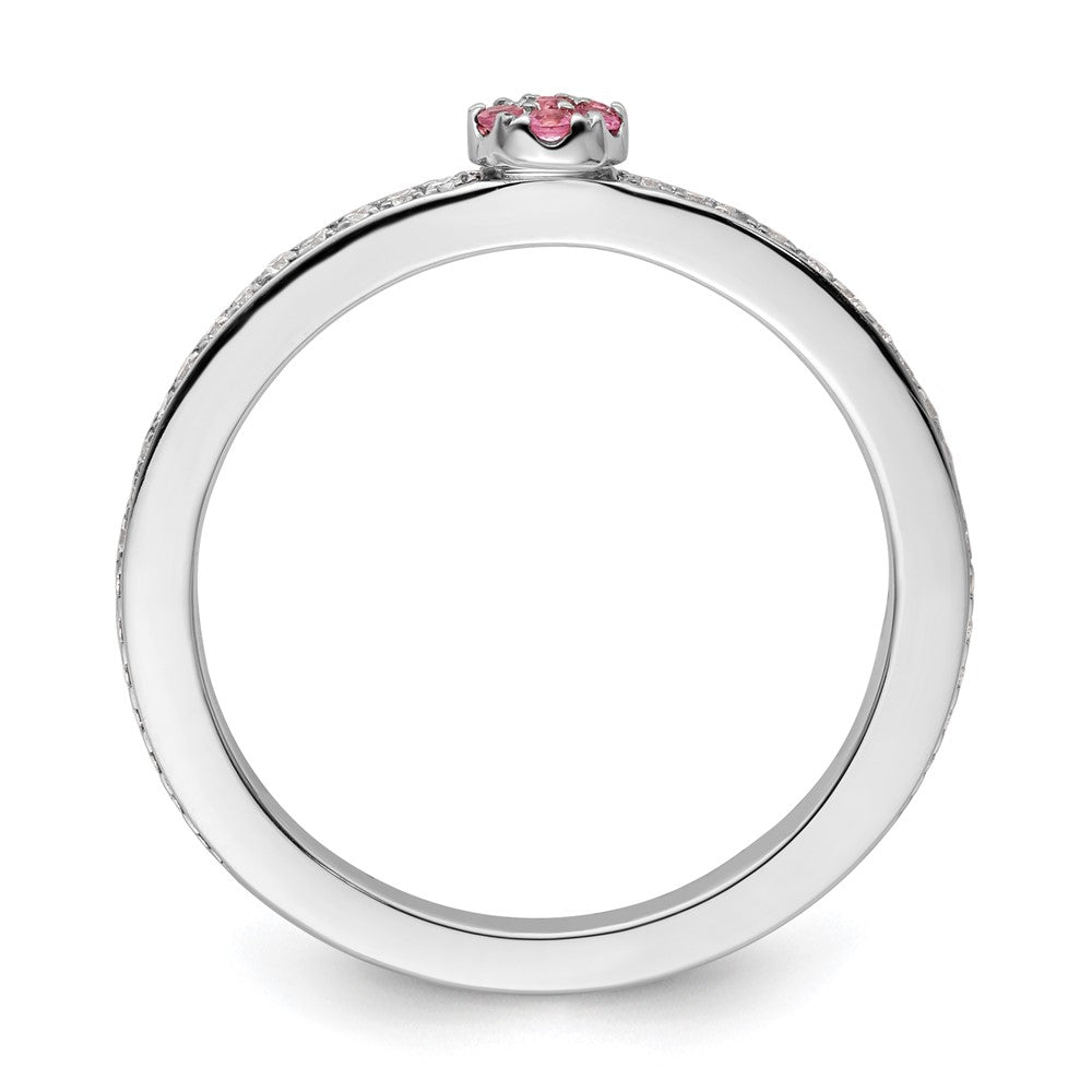 14k White Gold Stackable Expressions Pink Tourmaline and Dia. Ring