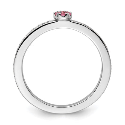 14k White Gold Stackable Expressions Pink Tourmaline and Dia. Ring