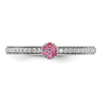 14k White Gold Stackable Expressions Pink Tourmaline and Dia. Ring