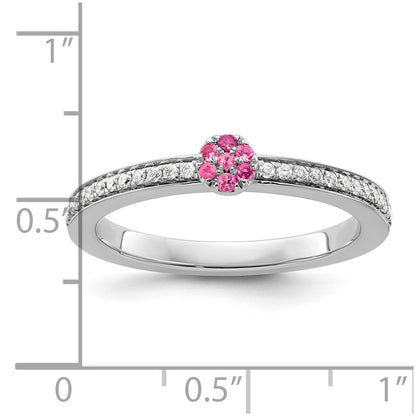14k White Gold Stackable Expressions Pink Tourmaline and Dia. Ring