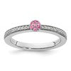14k White Gold Stackable Expressions Pink Tourmaline and Dia. Ring