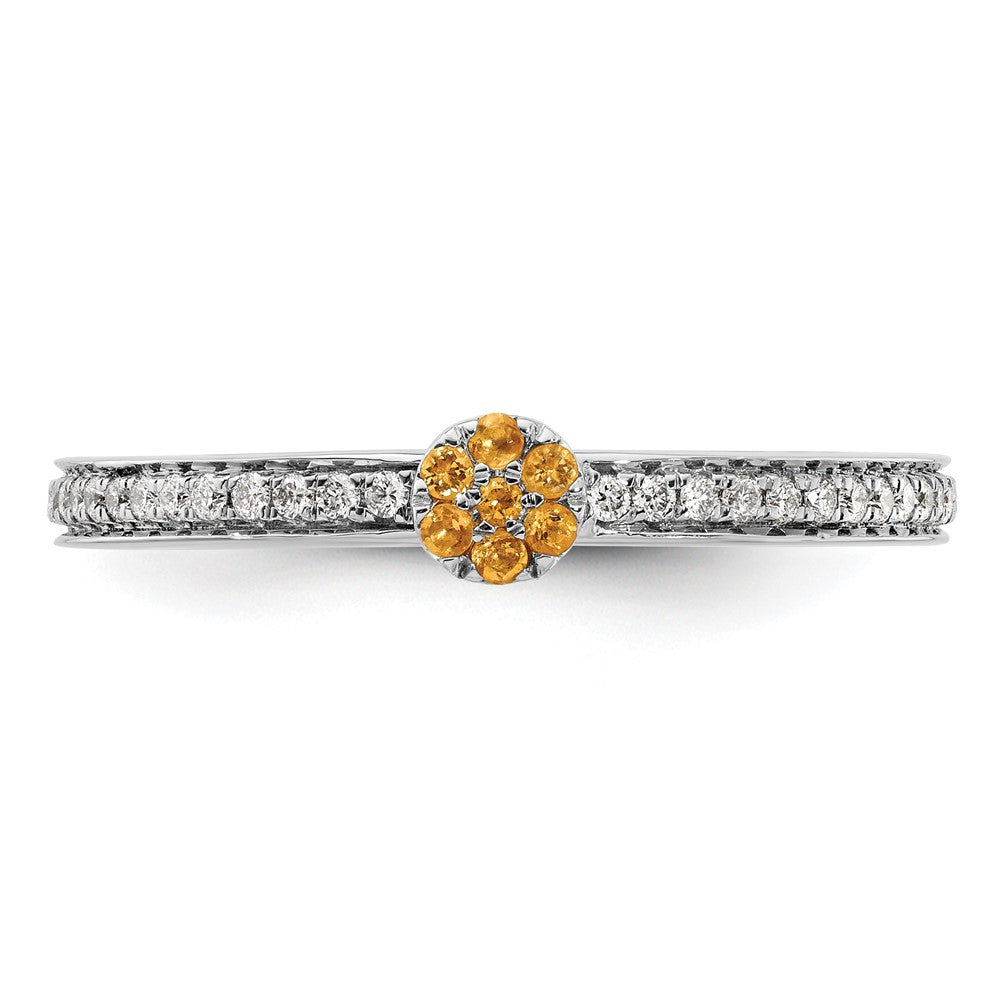 14k White Gold Stackable Expressions Citrine and Diamond Ring