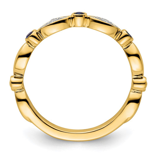 14k Stackable Expressions Created Sapphire and Diamond Ring