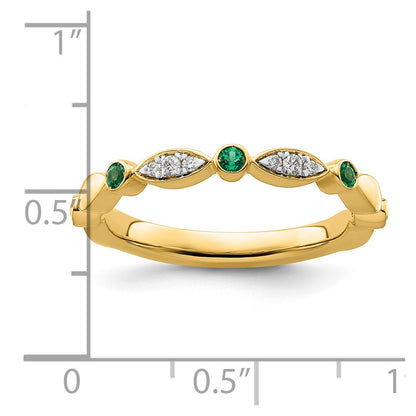 14k Stackable Expressions Created Emerald and Diamond Ring