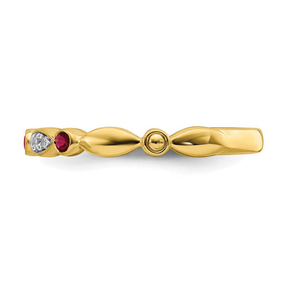 14k Stackable Expressions Created Ruby and Diamond Ring