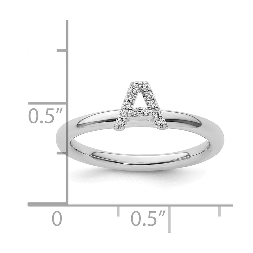 14K White Gold Stackable Diamond Initial A Size 7 Ring