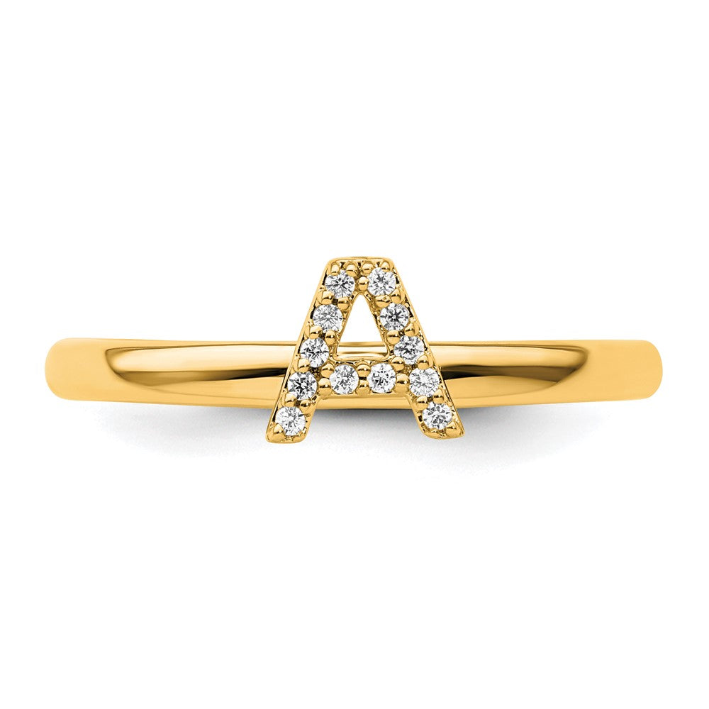 14K Stackable Diamond Initial A Size 7 Ring