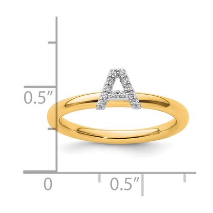 14K Stackable Diamond Initial A Size 7 Ring