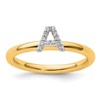 14K Stackable Diamond Initial A Size 7 Ring