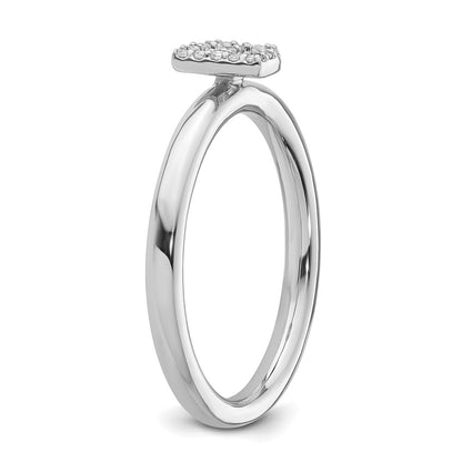 14K White Gold Stackable Diamond Initial B Size 7 Ring