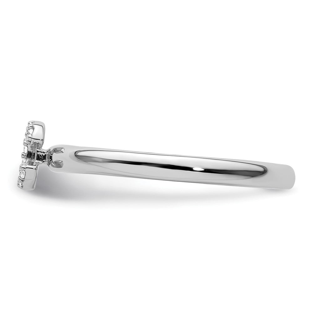 14K White Gold Stackable Diamond Initial C Size 7 Ring