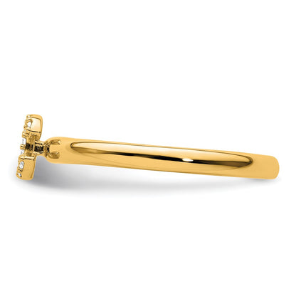 14K Stackable Diamond Initial C Size 7 Ring