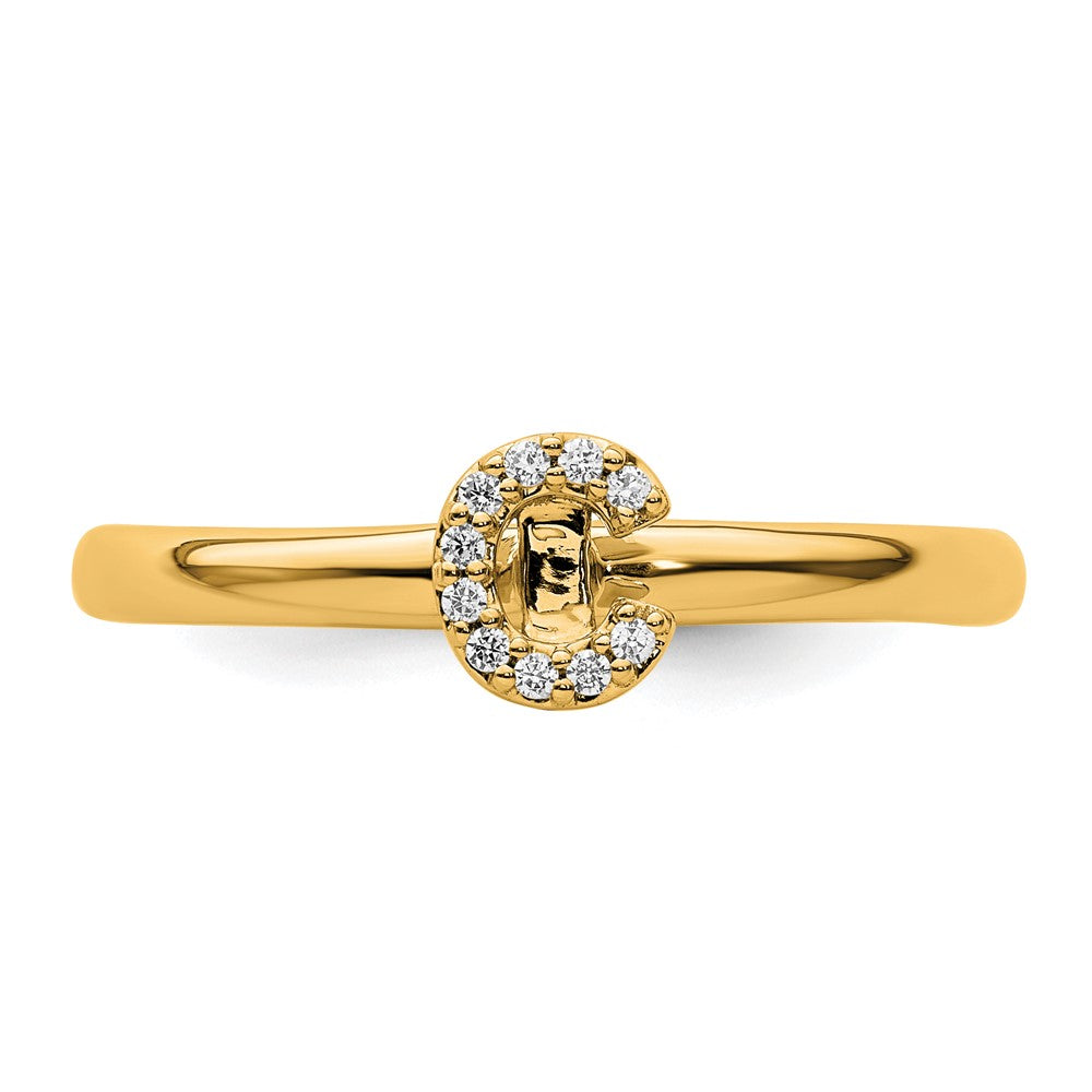 14K Stackable Diamond Initial C Size 7 Ring