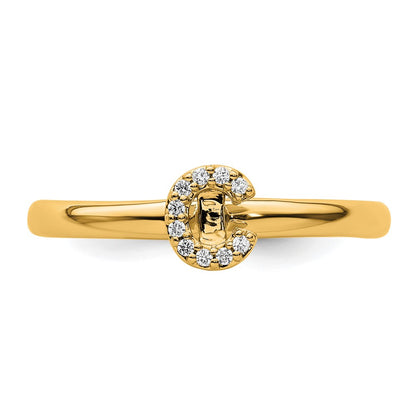 14K Stackable Diamond Initial C Size 7 Ring